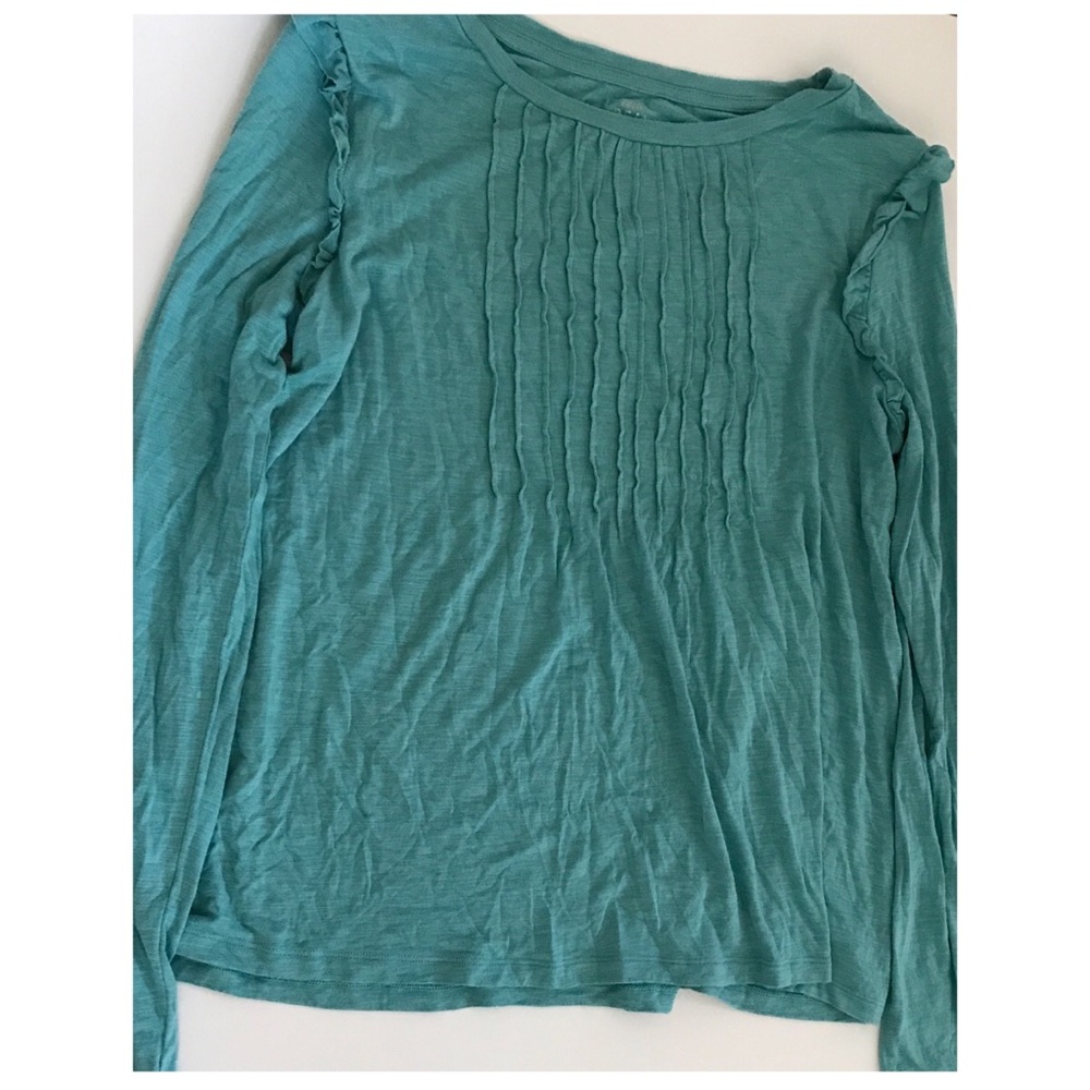 aerie teal ruffled long sleeved